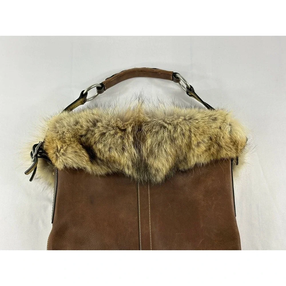 COACH Vintage 2004 Archival Rare Piece Cowhide & COYOTE FUR Hobo No. 1426 Purse